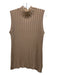 St John Size XL Tan Wool & Rayon Rib Knit Sleeveless Mock Collar Top Tan / XL
