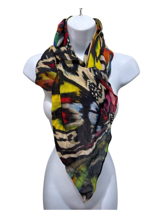 Akris Yellow, Black & Multi Modal & Cashmere Blend Rectangle Butterfly scarf Yellow, Black & Multi / Medium