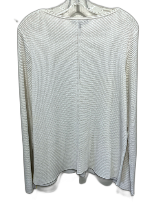 St. John Size L White Viscose & Cotton Long Sleeve Knit Wide Neck Top White / L