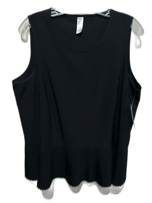 Spanx Size L Black Polyester Sleeveless Pleats Peplum Top Black / L