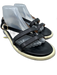 Nomasei Shoe Size 40.5 Black & White Leather open toe Flat Strappy Sandals Black & White / 40.5