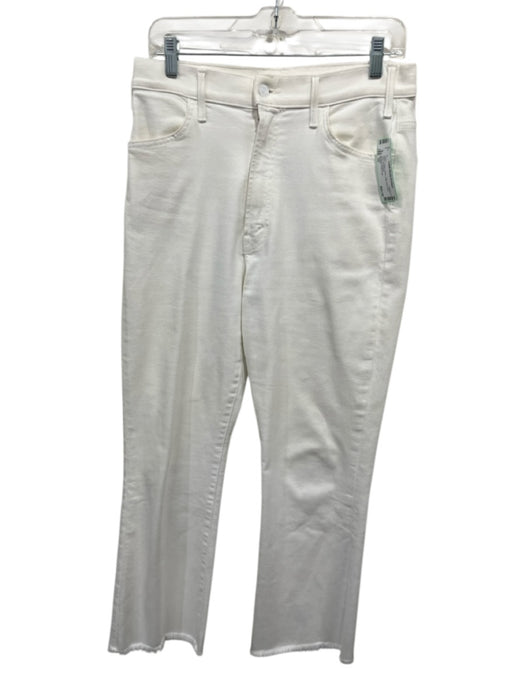 Mother Size 32 White Cotton Denim High Rise Raw Hem Jeans White / 32