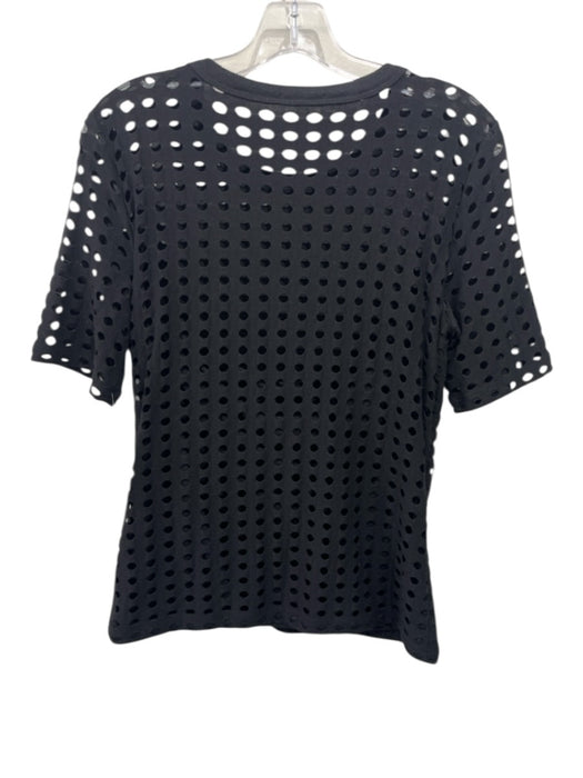 Alexander Wang Size Large Black Polyester Blend Short Sleeve Perforated Top Black / Large