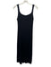 Theory Size Large Black Rayon Blend Sleeveless Ribbed Midi Dress Black / Large