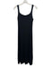 Theory Size Large Black Rayon Blend Sleeveless Ribbed Midi Dress Black / Large