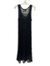 Theory Size Large Black Cotton Blend Sleeveless Open Knit Maxi Dress Black / Large