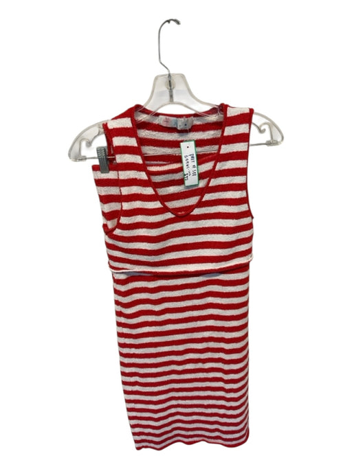 Free People Size XS Red & White Striped Midi Skirt Sleeveless Set Red & White / XS