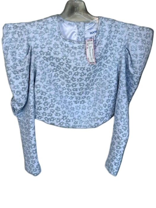 Koch Size XS Blue & White Polyester Blend jaquard Flowers Back Zip Top Blue & White / XS