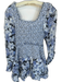 Loveshackfancy Size XS Blue & White Silk Blend Long Balloon Sleeve Flowers Dress Blue & White / XS