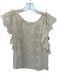 Loveshackfancy Size XS Cream Viscose Short Sleeve Embroidered Top Cream / XS