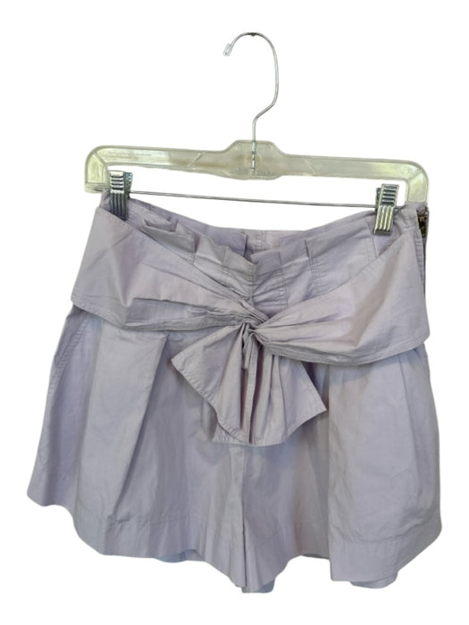 Ulla Johnson Size 6 Lavender Cotton High Waist Front bow Pleated Shorts Lavender / 6