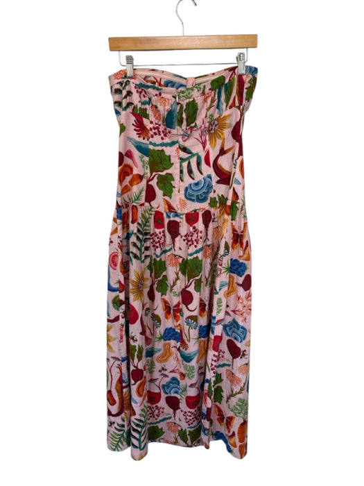 Farm Rio Size XS Pink & Multi Linen Blend Strapless Butterflies Mushroom Dress Pink & Multi / XS