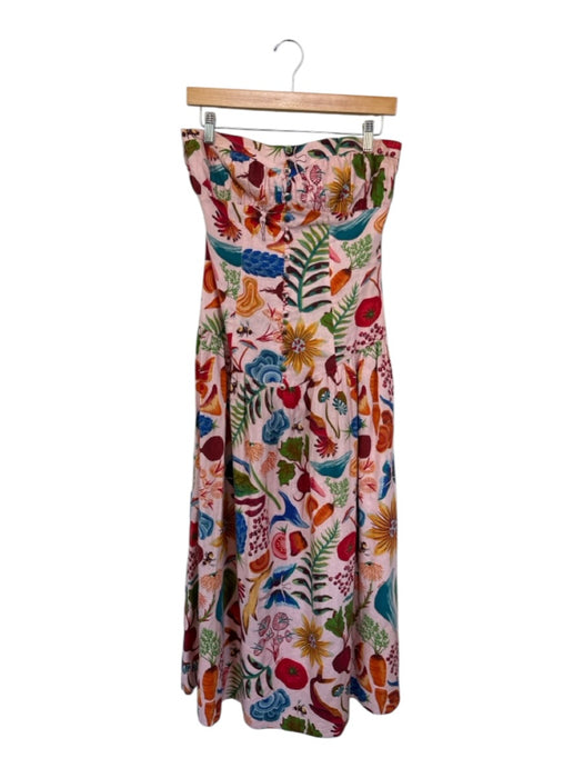 Farm Rio Size XS Pink & Multi Linen Blend Strapless Butterflies Mushroom Dress Pink & Multi / XS