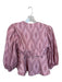 Alexis Size XS/S Pink & White Cotton Blend Long Balloon Sleeve Wrap Skirt Set Pink & White / XS/S