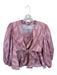 Alexis Size XS/S Pink & White Cotton Blend Long Balloon Sleeve Wrap Skirt Set Pink & White / XS/S