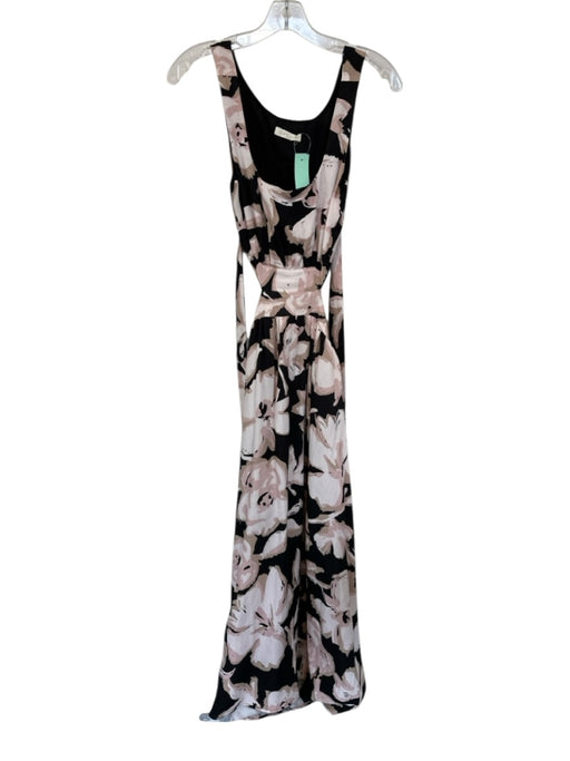 Illa Illa Size S Pink & Black Rayon Sleeveless Flowers Open Sides Maxi Dress Pink & Black / S