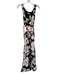 Illa Illa Size S Pink & Black Rayon Sleeveless Flowers Open Sides Maxi Dress Pink & Black / S