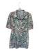 TCEC Size M Green & Pink Cotton Blend Short Sleeve Botanical Collar Dress Green & Pink / M