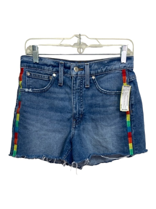 Point Sur Size 27 Med Wash & Multi Cotton Denim Frayed Embroidered Shorts Med Wash & Multi / 27