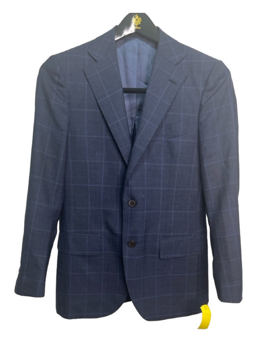 Suitsupply Navy Wool Windowpane 2 Button Men's Suit 46