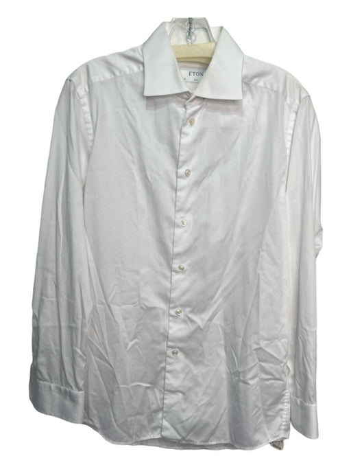 Eton Size 15.5 White Cotton Solid Miltered Button Down Men's Long Sleeve Shirt 15.5