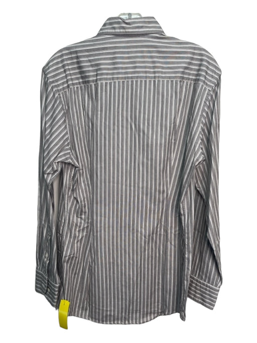 Eton Size M Gray & White Cotton Striped Button Down Men's Long Sleeve Shirt M