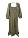 Cleobella Size XL Olive Viscose Smocked Long Sleeve Ruffle Detail Dress Olive / XL