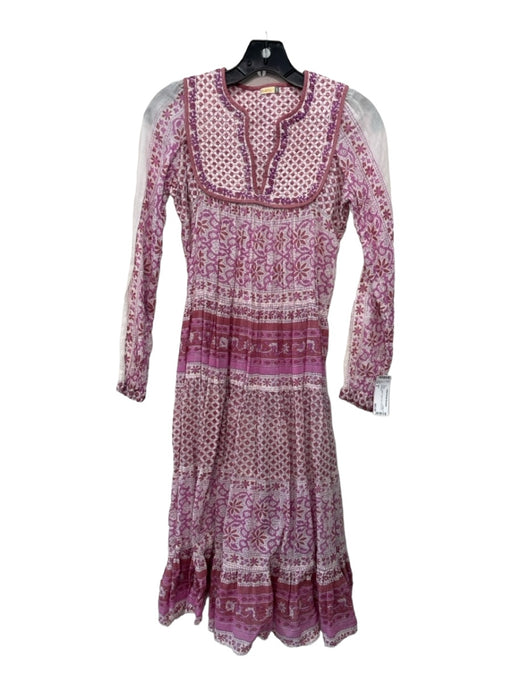 Matta Size S Purple Cotton Floral Tunic Floral Print Dress Purple / S