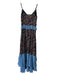 Senlis Size XS Black Blue & Multi Polyester V Neck Spaghetti Strap Paisley Dress Black Blue & Multi / XS