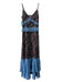 Senlis Size XS Black Blue & Multi Polyester V Neck Spaghetti Strap Paisley Dress Black Blue & Multi / XS