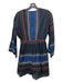 Joie Size S Black Red Blue Cotton Embroidered V Neck Long Balloon Sleeve Dress Black Red Blue / S