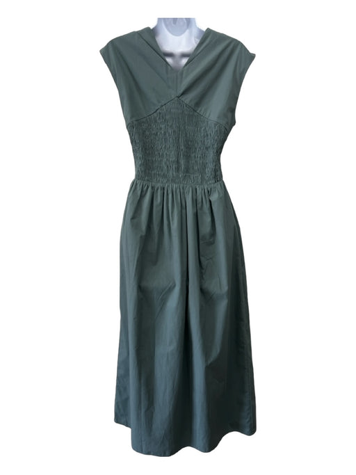 TOVE Size 34 Sage green Cotton Twist Front Sleeveless Smocked Back V Dress Sage green / 34