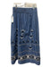 Figue Size XS Blue & White Cotton Elastic Waist Embroidered Mini Pockets Skirt Blue & White / XS