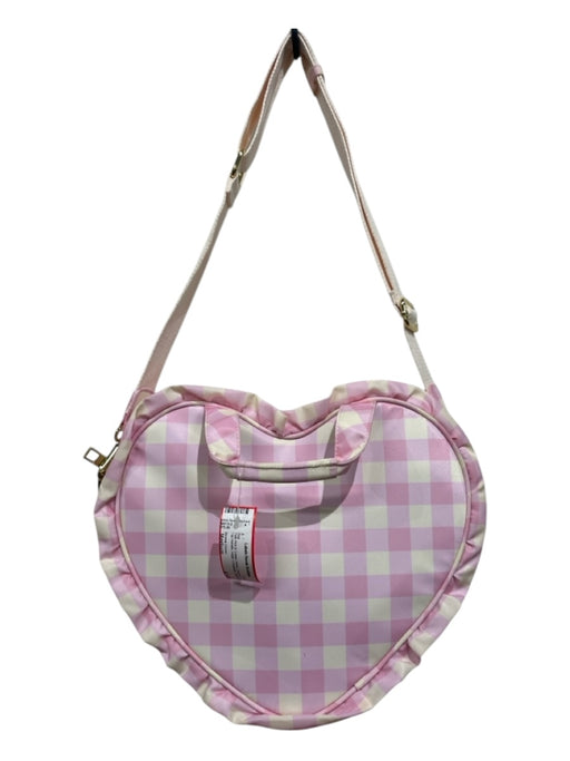 Stoney Clover Pale Pink & Cream Nylon Checkered Top Handle Heart Crossbody Bag Pale Pink & Cream / Medium