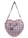 Stoney Clover Pale Pink & Cream Nylon Checkered Top Handle Heart Crossbody Bag Pale Pink & Cream / Medium