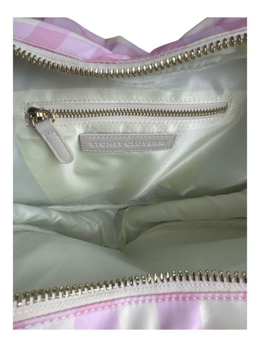 Stoney Clover Pale Pink & Cream Nylon Checkered Top Handle Heart Crossbody Bag Pale Pink & Cream / Medium