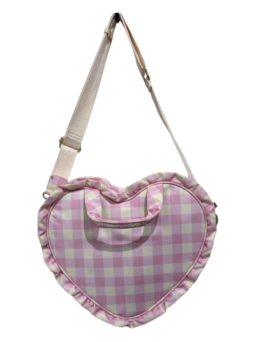 Stoney Clover Pale Pink & Cream Nylon Checkered Top Handle Heart Crossbody Bag Pale Pink & Cream / Medium