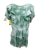 Love Shack Fancy Size S Green & White Cotton Ruffle Cap Sleeve Tie Dye Dress Green & White / S