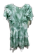 Love Shack Fancy Size S Green & White Cotton Ruffle Cap Sleeve Tie Dye Dress Green & White / S