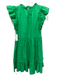 House of Harlow Size XS Kelly Green Cotton Cap Sleeve Ruffle Detail Tiered Dress Kelly Green / XS