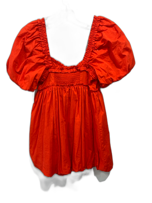 Free People Size XS Orange Cotton Short Balloon Sleeve Sweetheart Neckline Dress Orange / XS