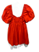 Free People Size XS Orange Cotton Short Balloon Sleeve Sweetheart Neckline Dress Orange / XS
