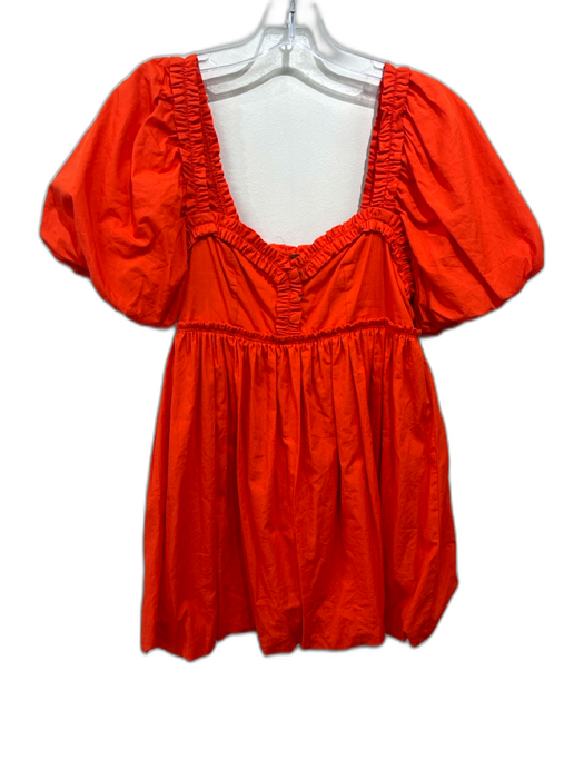 Free People Size XS Orange Cotton Short Balloon Sleeve Sweetheart Neckline Dress Orange / XS