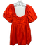 Free People Size XS Orange Cotton Short Balloon Sleeve Sweetheart Neckline Dress Orange / XS