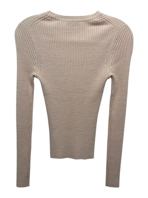 Vince Size S Pink Wool Blend Ribbed Long Sleeve Crew Neck Top Pink / S