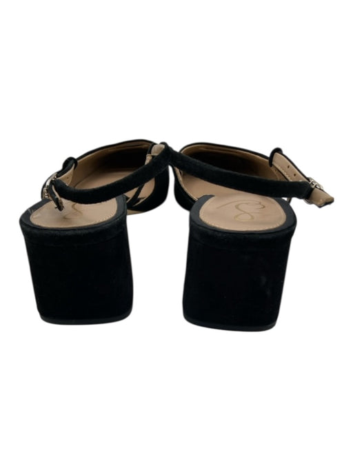 Sam Edelman Shoe Size 10 Black Suede & Textile Ankle Buckle Block Heel Shoes Black / 10