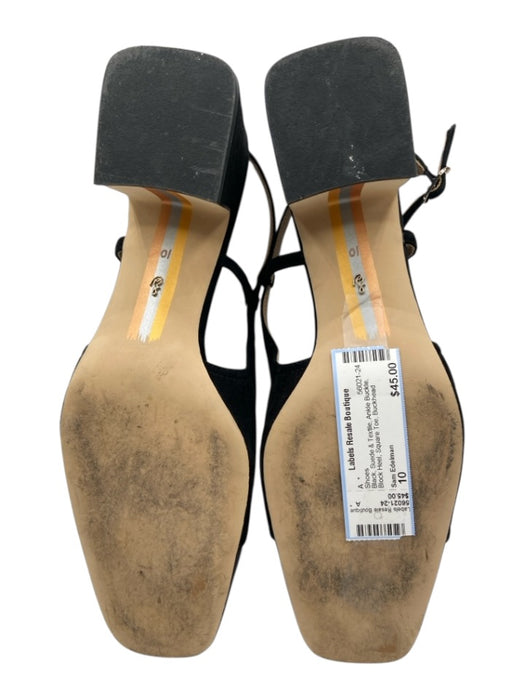 Sam Edelman Shoe Size 10 Black Suede & Textile Ankle Buckle Block Heel Shoes Black / 10