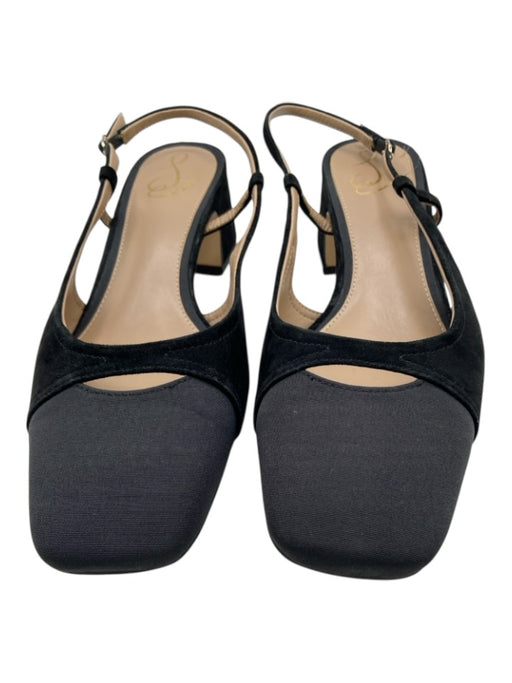 Sam Edelman Shoe Size 10 Black Suede & Textile Ankle Buckle Block Heel Shoes Black / 10
