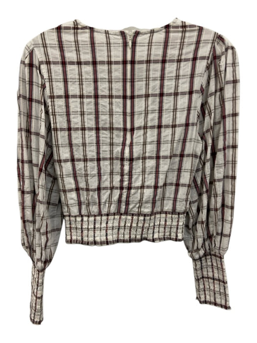 Veronica Beard Size 2 White, Red & Brown Cotton & Viscose Blend Long Sleeve Top White, Red & Brown / 2