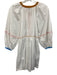 Staud Size S White & Multi Cotton Blend 3/4 Puff Sleeve Contrast Trim Mini Dress White & Multi / S